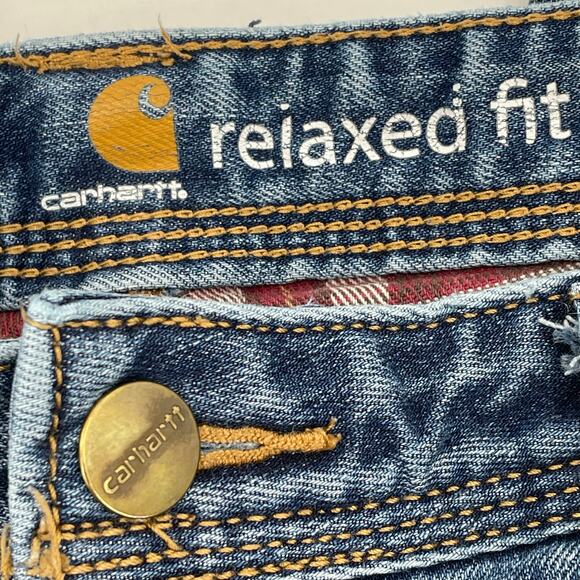 Carhartt Women's Relaxed Fit Flannel Lined Straight Jeans, Sz 12 Reg. Chore Work - Picture 4 of 11